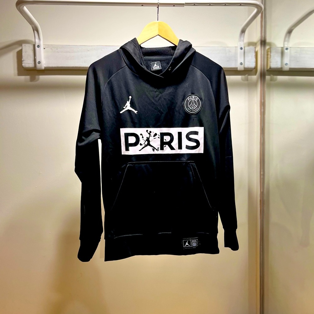 Men's Jordan Paris Saint-Germain PSG logo Printing Autumn Black Hoodie small
